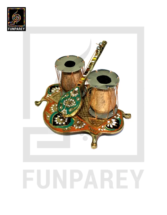 Handmade Brass Decorative Classical Music Piece - Sangeet Set Colorful