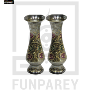 Handmade 10" Brass Vase Pair 'Pastoral'