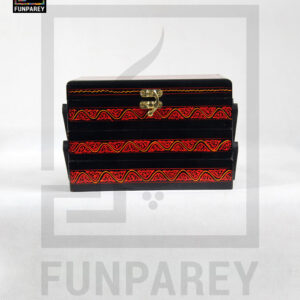 Wooden Cantilever Jewelry Box 8/5 with Nakshi Art Red