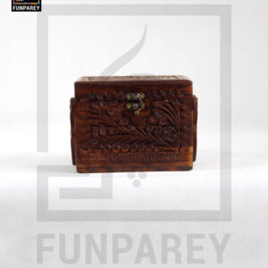 Hand Carved Wooden Cantilever Jewelry Box 4/6