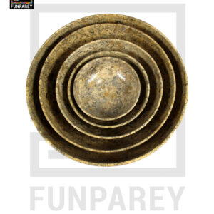 Coral Stone Bowl Set 7 Pieces with Embedded Fossil