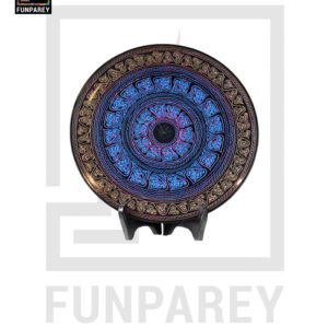 Handmade Wooden Decorative Plate with Blue Nakshi Art 12"