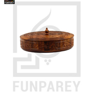 12" Hand Carved Wooden Dry Fruit Bowl Slim With Compartments