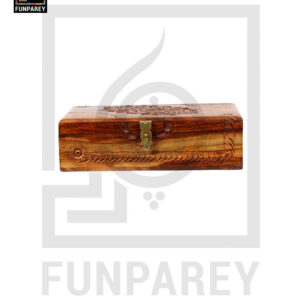 Hand Carved Wooden Storage Box 8/12 Lockable