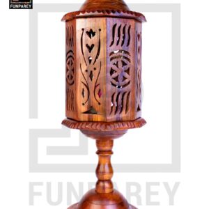 Hand Carved Wooden Cutwork Lamp Octagon Large With Stand