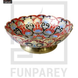 Premium Multicolor Brass Bowl 10" with Etched Motif