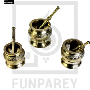 Decorative Brass Chatu Wata Set (Mortar and Pestle Set)