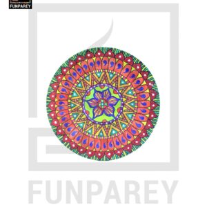 Zentangle Art Handmade Round Acrylic Painting "Coterie"