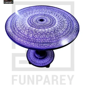24" Nakshi Table with Blue Pottery Art Dark