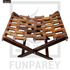 Wooden Foldable Camping Stool With Brass Work