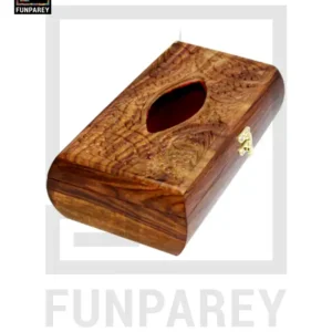 Hand Carved Standard Wooden Tissue Box Large - Rounded Sides