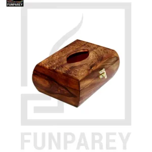 Hand Carved Standard Wooden Tissue Box Small - Rounded Sides