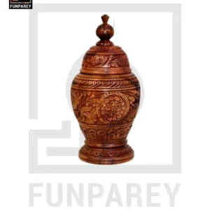 Hand Carved Wooden Jar 12″