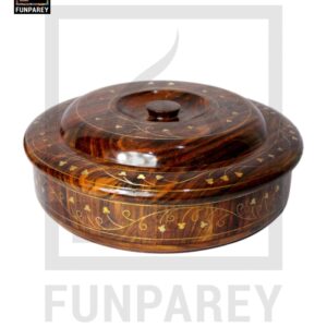 Premium Wooden Dry Fruit Bowl 10" With Brass Work