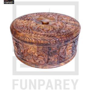 Premium Wooden Dry Fruit Bowl 10" with Heavy Carving Design