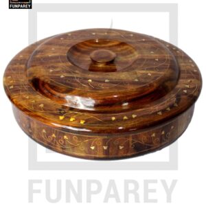 Premium Wooden Dry Fruit Bowl 12" With Brass Work