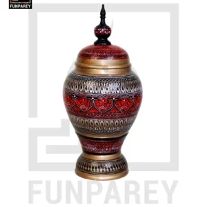 Spire Candy Jar - Hand Crafted with Red Nakshi Art