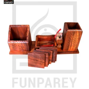 Hand Carved Desk Organizer Premium