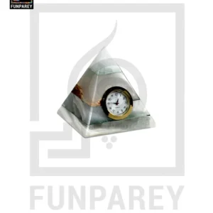 Onyx Stone Pyramid Shaped Table Clock 2″